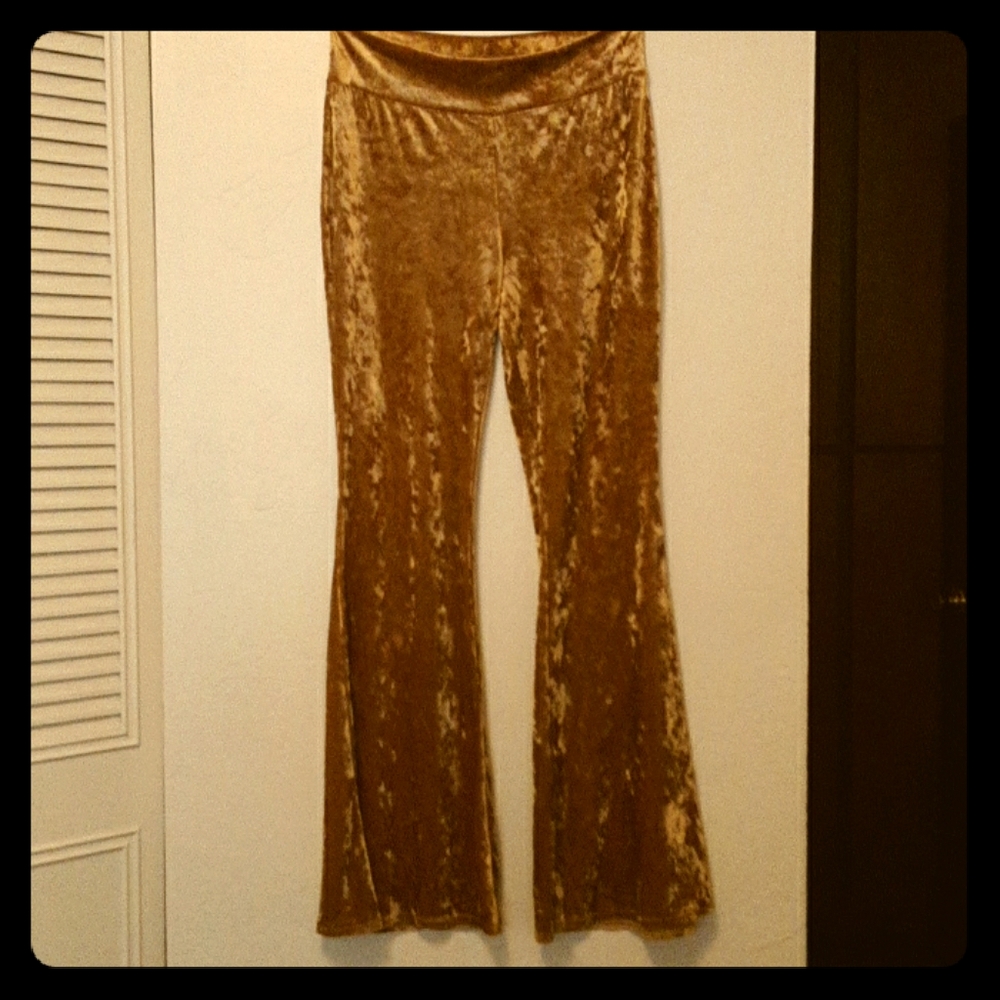 Gold Crushed Velvet Pants